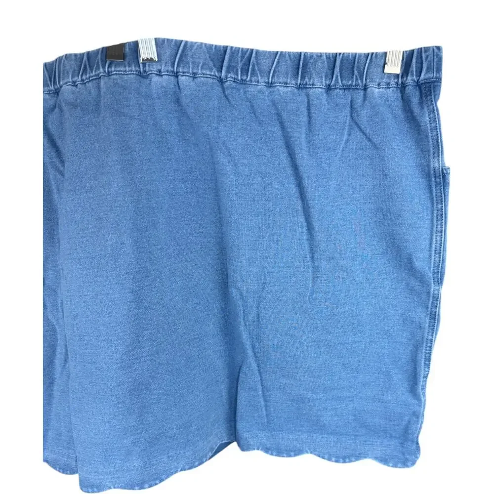 Quacker Factory DreamJeannes‎ Skort 3X Short Blue Stretch Denim Heart Pocket NWT